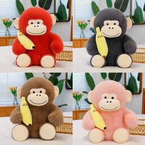 Cute gorilla doll holding banana children's companion doll sitting monkey doll plush toy gift